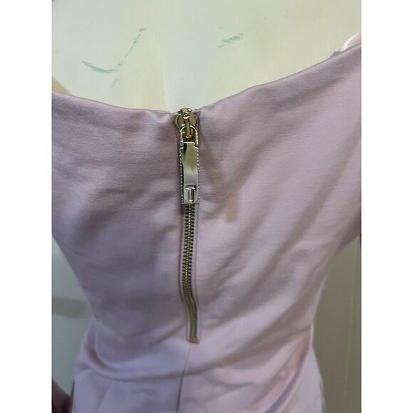 Ted Baker Womens XS V-Neck Back Zip Top Light Pink Lined Bell Sleeve Stretch - Picture 4 of 8